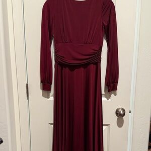 Chic Long Sleeve Burgundy Dress